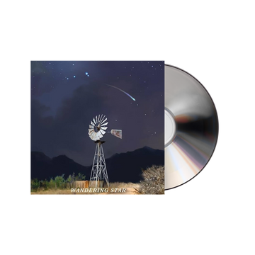 CD album cover featuring a windmill under a starry night sky with a comet.