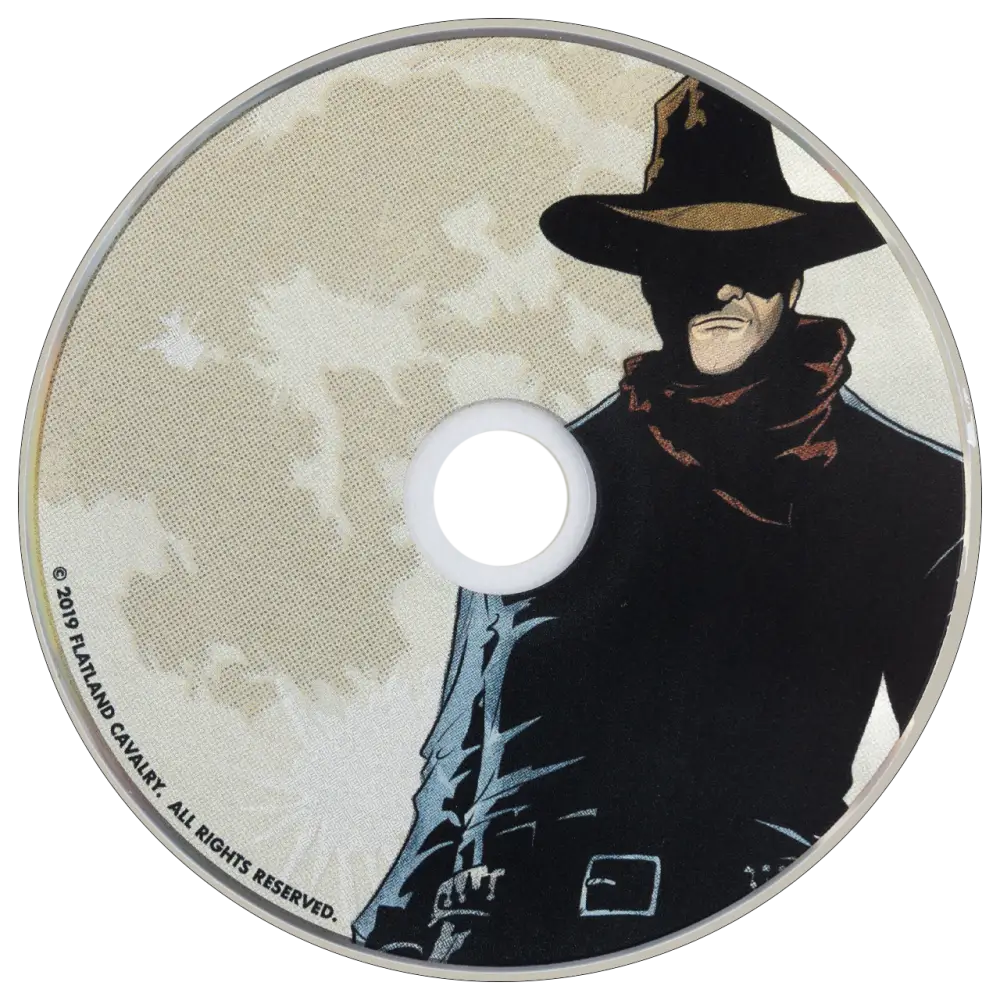 Compact disc featuring artwork of a shadowy figure in a wide-brimmed hat and dark clothing.