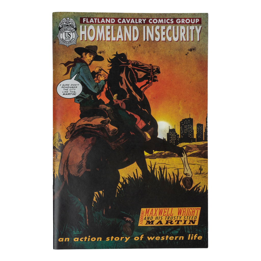 Comic book cover featuring a cowboy on horseback silhouetted against a sunset.