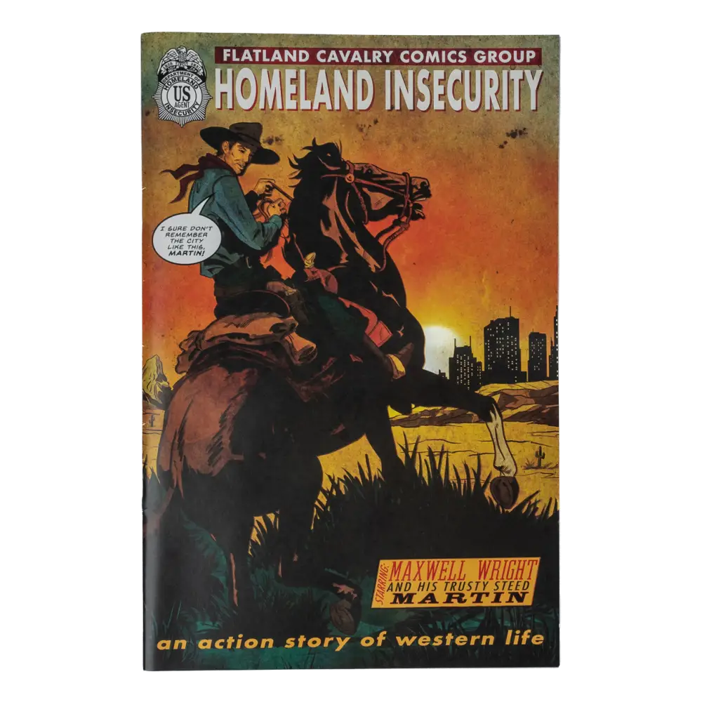 Comic book cover featuring a cowboy on horseback silhouetted against a sunset.