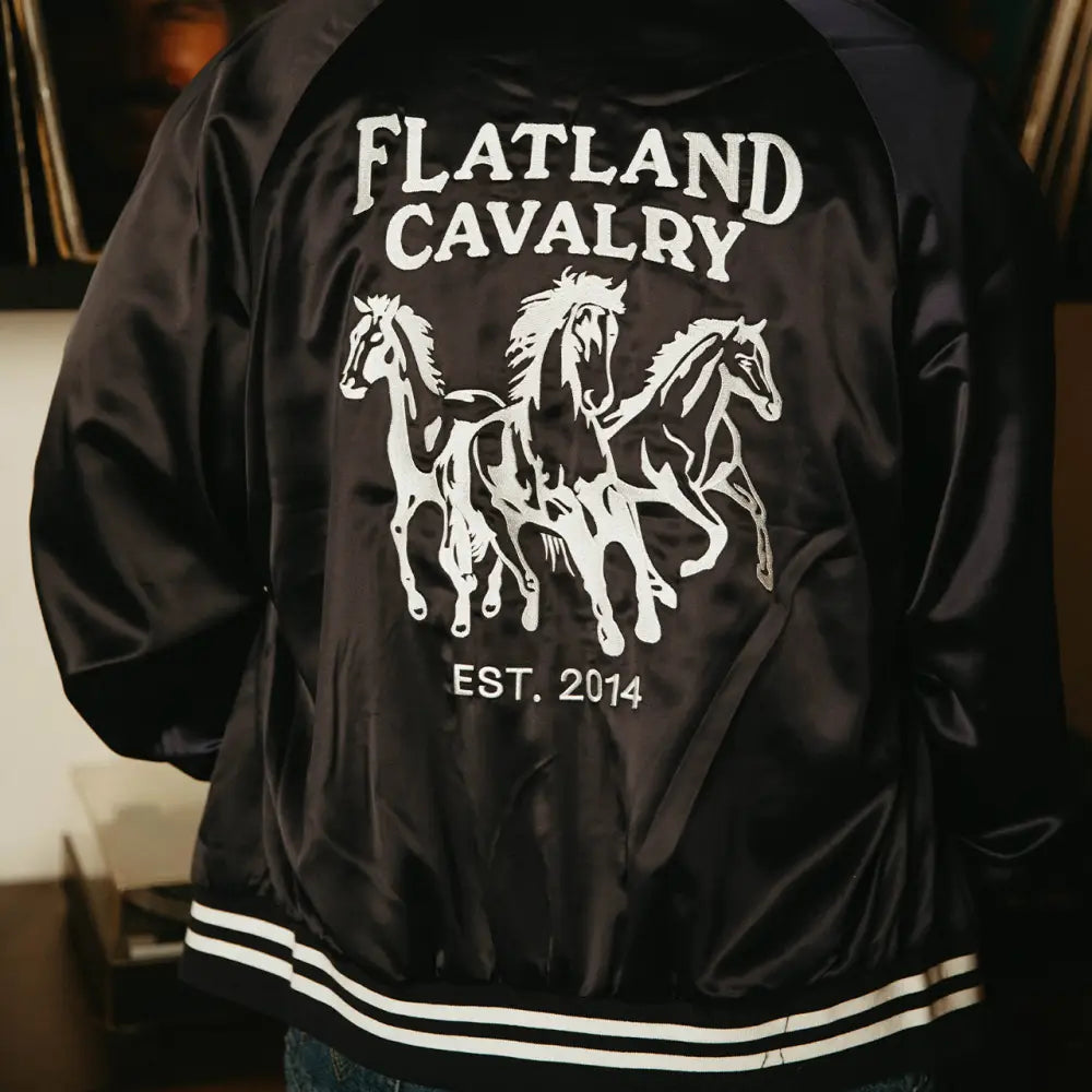 Black satin jacket.