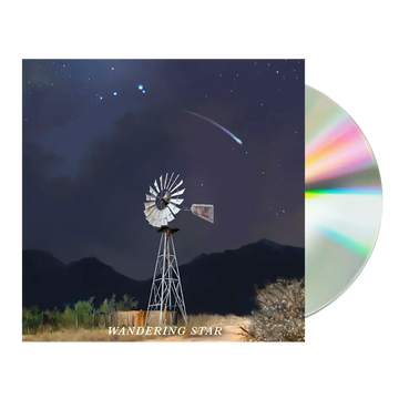 CD album cover featuring a windmill under a starry night sky with a comet.