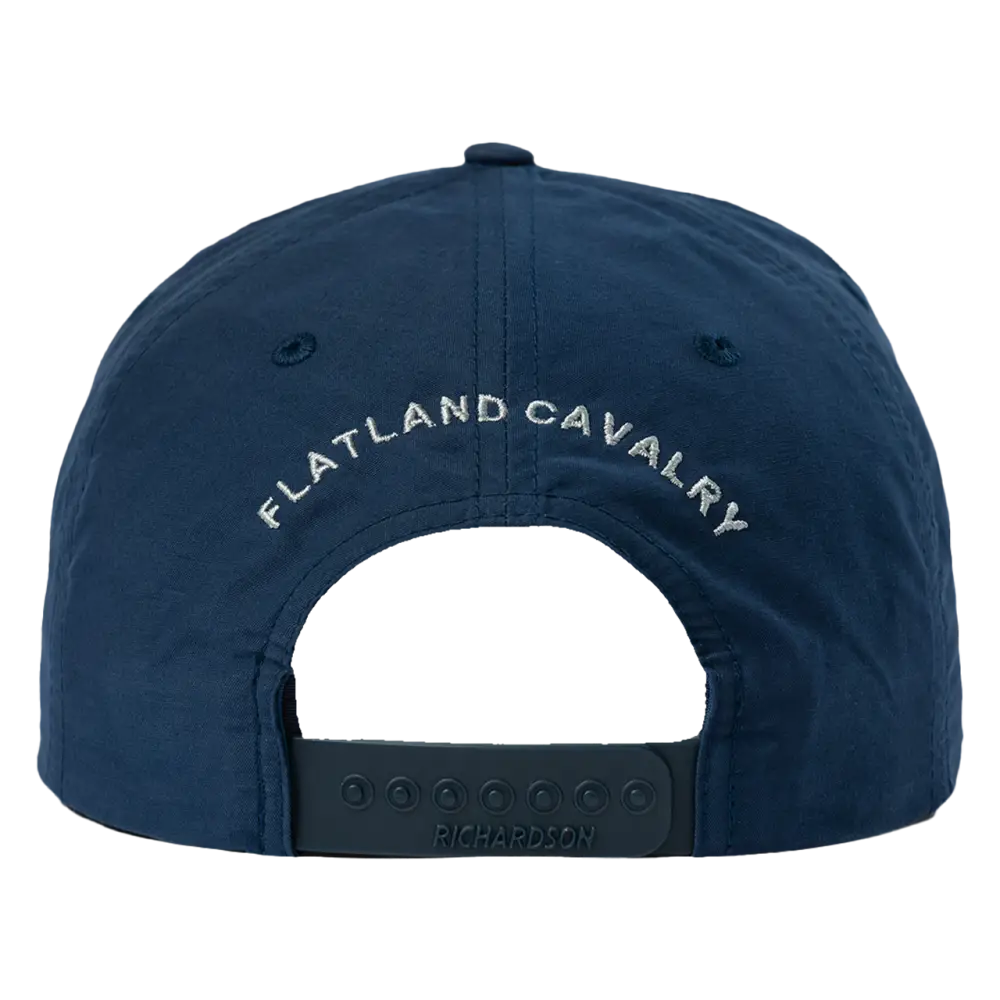 Navy blue baseball cap with ’FLATLAND CAVALRY’ embroidered on the back.